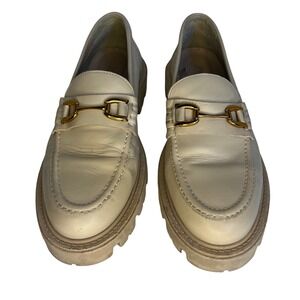 ZARA Beige Leather‎ Lug‑Sole Horsebit Loafers Womens EU 39 / US 8 Chunky